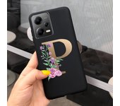 Fashion Rose Initial Letter Phone Case For Xiaomi Poco X5 5G PocoX5 Pro Soft Silicone TPU Back Cover For Poco X5 Pro X 5 X5Pro