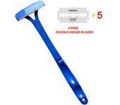 Long Handle Folding for Men Back Trimmer Body Leg Razor Shaver Hair Removal Tool with 5Pcs Replaceable Blades