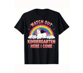 Watch Out Kindergarten Here I Come Unicorn Back To School T-ShirtDad Gift Soft And Comfortable Round Neck Short Sleeve - 230g