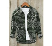 -Kanagawa Cardigan de or Mixed Vintage Men's Hawaiian Long Sleeve Shirt, 3D Printed Polo Neck, New
