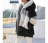 Chaqueta informal de felpa cálida para otoño e invierno para mujer, abrigo holgado con capucha y cremallera
