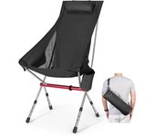 Silla Plegable de Camping – Silla de Exterior Ajustable en 3 Alturas (96/98/100 cm), Portátil y Fácil Montaje, para Acampada, Playa, Fiestas – Soporta 150 kg, Ligera