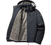 New Windproof Keep Warm Jackets Man Outdoors Removable Hat Cotton Clothes Coats Fleece Thickening Solid Simplicity Man Tops