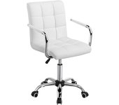 Silla de Oficina con Ruedas Giratorias Silla de Ordenador Ajustable en Altura con Asiento Acolchado Giratorio Silla de Escritorio de Polipiel Carga MAX 120Kg con Respaldo Blanco