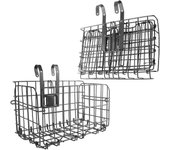 Folding Rear Bike Basket Detchable Front Bike Basket Rust Proof Wire Mesh Rear Bicycle Basket Mountain Bike Frame Basket Fold-Up Bike Cargo Rack