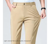 29-42 pantalones de traje informales de negocios a la moda finos de verano para hombre, pantalones largos, pantalones formales de manga recta elástica para hombre de talla grande