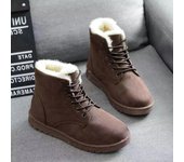 Botas Cortas Para Mujer Botas Térmicas Cortas Zapatos De Algodón De Tacón Plano Con Cordones