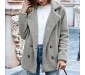 Nueva chaqueta cortavientos holgada de talla grande Polo de felpa con botones de otoño e invierno para mujer
