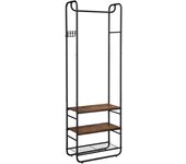 58 x 28 x 181 cm Zapatero, Perchero con Banco, Estantes de Almacenamiento, Vestíbulo, Dormitorio, Estilo Escandinavo, Marrón Rústico y
