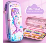 Mermaid 3D Mermaid Pencil Case Rocket Astronaut 3D Space Pen Case Zippered Waterproof 3D Astronaut Pencil Box Office Supplies