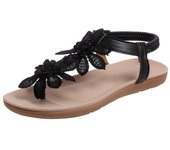 2025 Sandalias de Mujer, Planas 3D Flor de Bohemia, Correa Ajustable en la Punta, Cómodos Zapatos de Playa, Estilo Verano