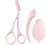 Set de 3 Herramientas de Modelado de Cejas,Tijeras de Corte deCejas con Peine,Cuchillas de Acero Inoxidable,Recortador de