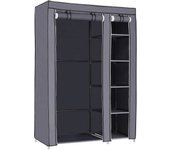 Armario de Tela, Organizador Textil Plegable, Zapatero, 175 x 110 x 45 cm, Color Negro LSF007