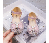 Girls Crystal Sandals 2024 Summer New Children's Sweet Bowtie Princess Shoes Cute Rabbit Kids Dance Shoes for Party Toes Capped