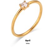 E.b.belle 12 Months Constellation Cz Birthstone Rings For Woman Gold Plated Stainless Steel Zodiac Birthday Ring Jewelry