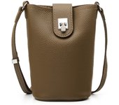 Bolso bandolera pequeño de cuero de primera calidad, estilo cubo vertical casual para teléfono móvil