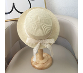 Nuevo sombrero para el sol de verano para niños, gorra con forma de cubo para niños y niñas, gorro de paja con lazo de encaje Beige Simple, gorro de Panamá para playa y exteriores