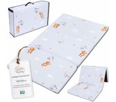 Colchon Cuna Bebe Plegable 120 x 60 cm - colchoneta Cama Infantil de Viaje colchón Transpirable y colchones de Espuma con Funda Lavable 120x60cm Safari