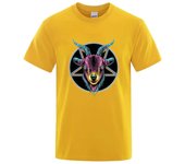 Men's goat head five color creative round neck summer cotton T-shirt, breathable cartoon loose street clothing