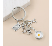 New Cooking Keychain Dinner Key Ring Cook Book Knife And Fork Beater Blender Frying Pan Key Chain Chef Gift DIY Handmade Jewelry