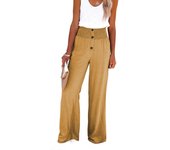 Women's Pants Elastic Waist Solid Wide Leg Baggy Female Trousers Linen Aesthetic Original Classic Chic and Elegant