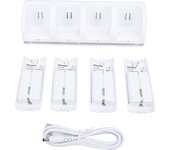 Controller Charger Station for Wii Remotes Controller Charger Dock Station with 4 Pack 2800mAh Rechargeable Battery White
