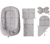 Nido Bebé Recién 100x60cm Plantilla removible 100% Algodón Cunas Nido para bebés Reductor de Cuna de Dos Caras (Ciervo en Hojas con Gris Minky)