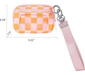 Women's Keychain The Iris Waterproof Nylon Wallet Pouch Wristlet Zip Card Case with Clear ID Window