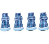 4pcs Zapatos Deportivos para Perros Mascotas Zapatos para Correr para Cachorros Azul Antideslizante Tela Suave Zapatillas de Dep