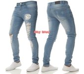 Tattered pipe pants embroidered with men's jeans
