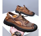 2025 verano nueva bolsa cabeza sandalias de los hombres de malla casual zapatos de playa de malla transpirable de suela gruesa agujero zapatos de los hombres