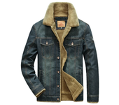 Winter men's jacket motorcycle casual men's cotton jacket with thick lining denim jacket