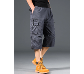 Pantalones cortos de verano para hombre, pantalones holgados informales por debajo de la rodilla, cintura elástica de talla grande, pantalones
