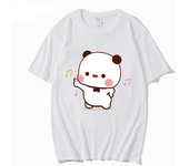 Kawaii Panda and Bear Pattern T-shirt Bubu Dudu Round Neck Fashion Large Women's Wear
