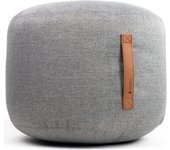 53x48cm | Reposapies para Sofá Puff Taburete con Asa de Cuero | Bolsa Almacenamiento Bean Bag | Bolsa de Frijoles | Lino Gris