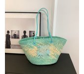 Nuevo Bolso de mano de paja, canasta de verup tejida a mano, bolso de playa de hombro de vacaciones de color de contraste de ratán francés de gran capacidad