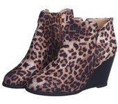 New Autumn Women's Shoes Leopard Print High Heel Wedge Heel Martin Boots