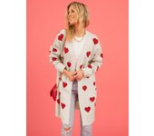 Women's love pocket knitted cardigan, Valentine's Day, autumn and winter, new V-neck mid length jacket