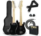 Pack de guitarra eléctrica de tamaño 1/4 para niños principiantes , amplificador portátil de 5 W, cable, funda de transporte, púas y correa