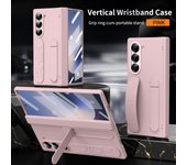For Samsung Z Fold 6 Luxury Vertical Wristband Phone Case with Integrated Stand and Glass Front Film