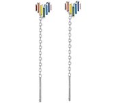 JYJIAYUJY 100% Whole Original Sterling Silver S925 Ear Threader In Stock 6.5MM Colorful Heart Design Hypoallergenic Jewelry E200