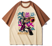 Hot Anime Arcane Jinx T Shirt Men Women Kawaii Cartoon Graphic Tees Hip Hop 90s Harajuku T-shirt Streetwear Male