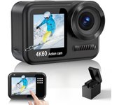 grade 4K60FPS WiFi Action Camera 64MP Waterproof Camera with Touch Rear Screen, 8X Zoom UnkkCámara Digital derwater Camera Snorkeling 65FT No Need a Waterproof Case with 64GB Card, Ideal for Travel Sports Vlog