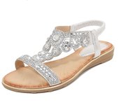Bohemian Sandals for Women 2025 Flat with Strass Elegant Comfortable Fashion Summer Party Beach Material Soft and Bright