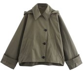 - Women's long sleev trench coat, casual single breast jacket with pockets and return collar, fashionable, autumn,
