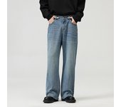 New tricolor American straight leg loose wide leg pants, elastic jeans for men