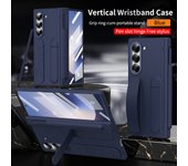 For Samsung Z Fold 6 Luxury Vertical Wristband Phone Case with Integrated Stand and Glass Front Film