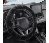 New Winter Black Charm Warm Long Wool Plush Car Steering Wheel Covers Woolen Universal 15 Inch (Approx. 38cm)