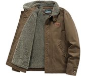 Retro Style Fleece Man Coats New Outdoors Thickening Keep Warm Parkas Winter Leisure Solid Flip Collar Windproof Jackets Man