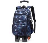 Rolling Backpack, Large Capacity Wheeled Backpack, Waterproof Trolley Book Bag (6 Wheels)